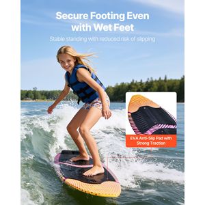 Tabla de Wakesurf de 45 Pulgadas con Núcleo de Espuma EPS Resistente a los Rayos UV y Almohadilla Antideslizante de EVA, Accesorio Universal para Jóvenes - Product Image 4
