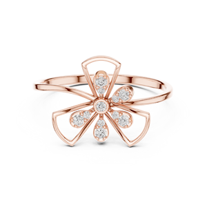 Anillos de oro macizo de 14k para mujer con diseño minimalista de molino de viento en forma de flor y diamantes de talla redonda, ideales para regalo, compromiso, aniversario o boda. - Product Image 6