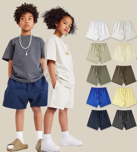 Shorts de jogging 100 % coton multicolores personnalisables à séchage rapide, écologiques, confortables, taille mi-haute, en molleton bouclette, pour enfants - Product Image 1