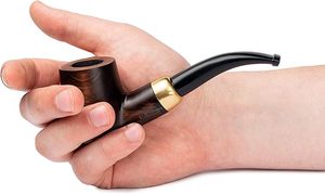 Tobacco Pipe, Classic Cherrywood Shape, Fits 9mm Filter, Comes with Pouch, <b>Boxed</b> (Brown) altamash craft - Product Image 2