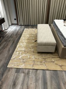 Alfombra OMTS Hecha a Mano con Lana y Seda, Diseño Geométrico Moderno, Extra Gruesa, para Uso Comercial y Doméstico - Product Image 4