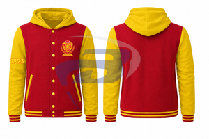 NSPDK Sorority Red Varsity <b>Jacket</b> Stylish Regular Stand Embroidered Logo Letterman Baseball Varsity Cropped <b>Jacket</b> Streetwear - Product Image 3