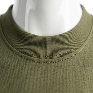 T-shirt à manches courtes pour homme, vert olive, col rond, coupe classique, tricoté, design uni, décontracté - Product Image 4