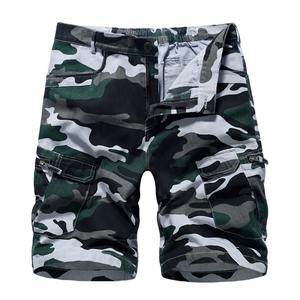 Shorts de sport camouflage personnalisés pour hommes grandes tailles, pantalon cargo en coton tricoté à motif uni, taille mi-haute avec braguette boutonnée, décontracté, nouveau design tendance - Product Image 4