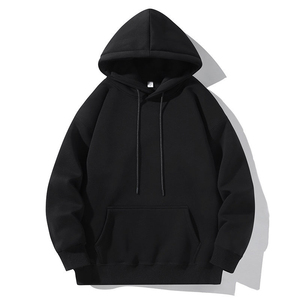 Men's <b>Black</b> Hooded Sweatshirt Regular Fit Cotton <b>Fleece</b> Casual Autumn Wear Pocket Design - Product Image 1