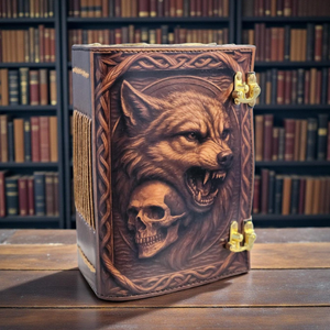Diario de Cuero con Esqueleto de Lobo, Grimoire Gótico, Libro de Sombras, Cuaderno de Cuero Impreso en 3D, 400 Páginas con Borde Irregular, Regalo - Product Image 2