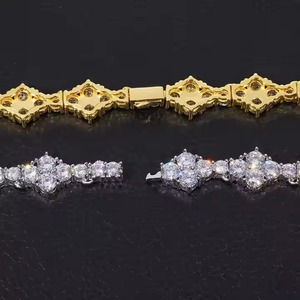Luxury Silver Cuban Link <b>Chain</b> Fully <b>Iced</b> Our VVS Studded White Gold Moissanite Diamond Tester Trendy Style Wedding Gift - Product Image 3