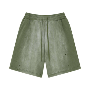 Hot Selling Mens Vintage Acid Wash Shorts Cotton French <b>Terry</b> Jogger Raw Hem Sweat Shorts Streetwear Custom Logo <b>Bulk</b> - Product Image 3