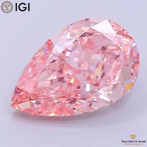 Diamante Cultivado en Laboratorio CVD de 3.00 Quilates, Color Rosa Intenso, Claridad VS1, Corte Pera, con Certificado IGI, Perfecto para Anillos de Ensueño - Product Image 1