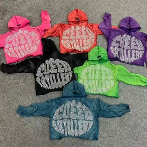 Sudadera con capucha y cremallera para hombre, de felpa gruesa, estilo francés, con bordado y efecto desgastado, personalizada por fabricante - Product Image 6