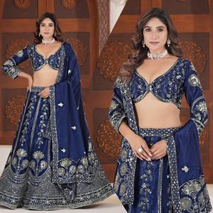 Ramdev Trading Indian Traditional Wedding Diwali Party Butterfly Net <b>Material</b> Lehenga Choli <b>Sequins</b> Embroidery Heavy Work - Product Image 6