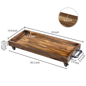 30-Inch Rustic Wood Underbed Storage <b>Cart</b> with Wheels Convenient Bedroom Organizer - Product Image 3