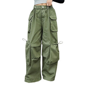 <b>Women</b> Drawstring Waist Trousers <b>Women</b> Relaxed Fit Casual <b>Pants</b> <b>Women</b> Wide Leg Streetwear Trousers <b>Women</b> Loose Fit Fashion - Product Image 2