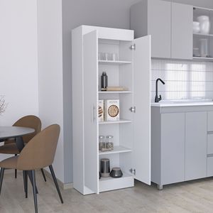 Armadio Dispensa a 2 Ante Nepal, Design Salvaspazio con Ripiani Multipli per Organizzazione Cucina - Product Image 4