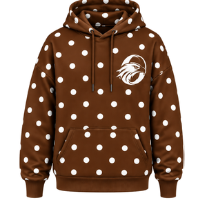 Brown <b>White</b> Polka Dot <b>Women</b> Pullover <b>Hoodie</b> Oversized Fleece Hooded Sweatshirt Casual Long Sleeve Kangaroo Pocket Streetwear - Product Image 1
