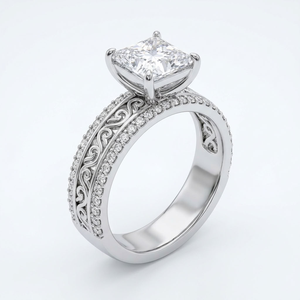 925 Sterling Silver Vintage Engagement Moissanite Ring Oval Cut Bridal Wedding <b>Band</b> Rhodium Plated Custom Jewelry for Women - Product Image 1