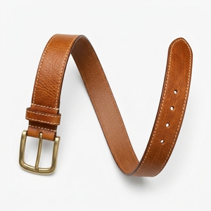 Ceinture en cuir véritable pour homme, décontractée, formelle, vintage, avec boucle à ardillon, marron, pour jeans et pantalons, de qualité supérieure, durable, idéale comme cadeau - Product Image 2