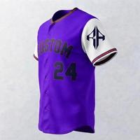 Maillot de baseball haut de gamme pour homme avec logo blanc, manches courtes, coupe classique, impression sublimée, fermeture boutonnée, 100 % polyester