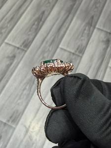 Anillo de Oro Sólido de 9K con Corte de Pera y Engaste de Garras Verdes para Mujer, Regalo de Aniversario de Bodas, Chapado en Oro - Product Image 3
