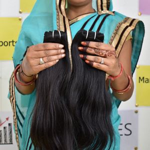 Vente en gros pas cher naturel temple vietnamien vierge cheveux humains non transformés génie trame noir droit tissage faisceaux de cheveux humains - Product Image 2