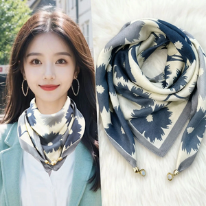 ผ้าพันคอไหมป้องกันคอรูปสามเหลี่ยมแบบแม่เหล็กสำหรับผู้หญิง ฤดูใบไม้ผลิ ฤดูใบไม้ร่วง ผ้าพันคอผ้าฝ้ายลินินคุณภาพสูง ให้ความอบอุ่น - Product Image 3