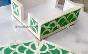 Juego de posavasos de mesa de cocina ecológico de lujo, diseño de incrustaciones de hueso cuadrado personalizado, alfombrillas de silicona con escamas de pescado/almohadilla artesanal - Product Image 4