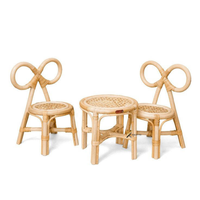 KV NATURAL HOME - Juego de Mesa y Silla Escolar de Ratán Moderno, Seguro y Duradero para Jardín de Infancia - Muebles de Aprendizaje Ecológicos