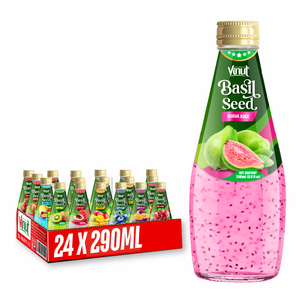 Bebidas Carbonatadas de Guayaba con Semillas de Albahaca, Botella PET de 290 ml, Sin Azúcar, Semillas de Chía Naturales, VINUT OEM ODM, Marca Privada, Venta al por Mayor - Product Image 1