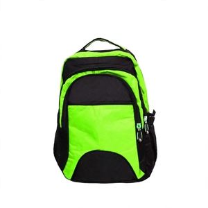 Sac à dos unisexe vert néon et noir, 2 compartiments zippés, sac de voyage, d'école ou de sport, 30-40L, résistant à l'eau, avec coussin d'air - Product Image 1