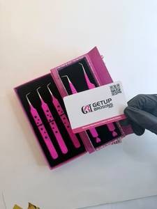 แหนบดึงขนตาปลายแหลมสีชมพูร้อน 45/90 องศา ผลิตจากสแตนเลสเคลือบสีเงิน ป้องกันแม่เหล็ก ป้องกันไฟฟ้าสถิต ปลายเรียบ รูปหัวใจ - Product Image 4