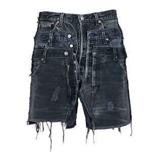 กางเกงขาสั้นผ้ายีนส์ยืดได้สำหรับผู้ชายกางเกงขาสั้นผ้ายีนส์ทรงหลวมแนวสตรีทสำหรับผู้ชายฤดูร้อน - Product Image 1