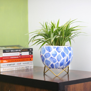 Leafy Blue Petite Tabletop Planter <b>Pots</b> Decorative Indoor Flower Containers for Succulents Cacti <b>Small</b> Green <b>Plants</b> Home Office - Product Image 4