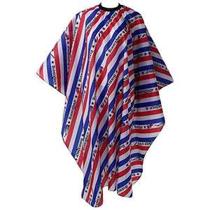Capa de Peluquería Profesional de Poliéster Resistente al Agua con Forro Rojo, Azul y Blanco, para Uso en Salón y Barbería, con Cuello Ajustable - Product Image 5
