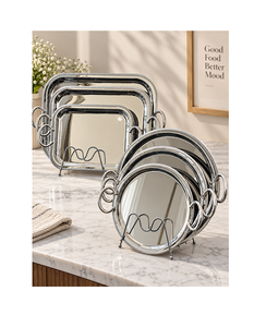 Bandeja para servir dulces y chocolates de tamaño y forma personalizados, de acero inoxidable color plata, para servir frutos secos. - Product Image 1