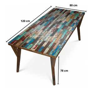 Mesa de Comedor Rectangular Pequeña Minimalista de Madera Reciclada Hecha a Mano y Ecológica DIVADI, Sistema Desmontable Original - Product Image 1