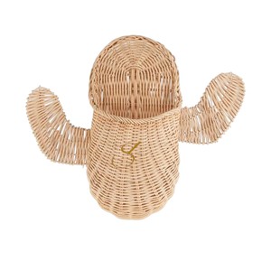 Rattan Cactus Wall Hanging <b>Basket</b> Woven <b>Plant</b> Shaped Storage Organizer Bin Cute Desert Nursery Door Mail Pocket - Product Image 1
