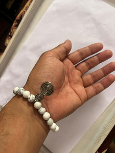 Pulsera Elástica Vintage de Ágata Blanca con Cuentas de Aleación de Zinc y Dije en Espiral Chapado en Oro, Unisex, con Piedras Preciosas, para Hombre y Mujer, Venta al por Mayor - Product Image 2