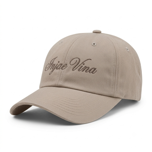 Gorra de Béisbol de Algodón con Logotipo Personalizado Bordado, Gorra de Estilo Vintage sin Estructura, Gorra de Sol Beige Vintage, Gorra Deportiva con Hebilla de Latón Ajustable - Product Image 1