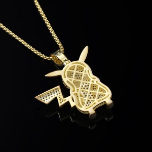 Collier pendentif Pikachu en argent pur plaqué or, style dessin animé, pour enfants - Product Image 2