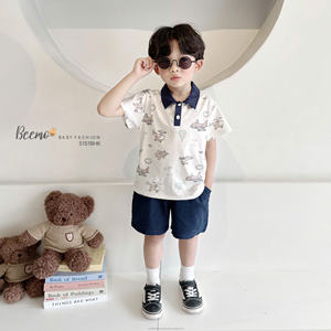 Vêtements pour enfants en gros OEM, polos décontractés pour enfants, vêtements en coton tricoté pour garçons, ensembles de vêtements de style coréen, vêtements pour tout-petits garçons - Product Image 2