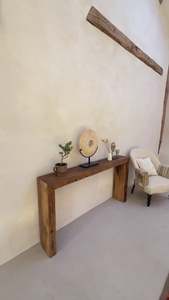Mesa Consola Rústica de Roble, Minimalista, de Madera Maciza Reciclada, Estrecha, Tipo Cascada, para Entrada o Pasillo, Estilo Vintage Rústico - Product Image 2