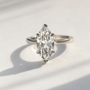 Anillo de Lujo de Oro Sólido de 18K con Diamante Cultivado en Laboratorio Certificado por IGI, Corte Marquesa de 2ct-10ct, Anillo de Compromiso Solitario de 6 Puntas, Anillos para Mujer - Product Image 1