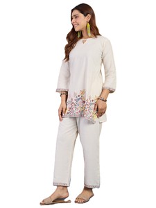 Conjunto de Pantalón y Blusa de Algodón Khadi Bordado Moderno para Mujer, Ropa Casual de Oficina y Fiesta de Verano, Calidad Premium, Protección Solar - Product Image 2