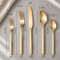Ensemble de couverts en acier inoxydable 18/10 de qualité supérieure, manche hexagonal de luxe, finition or mat, durable et éco-responsable