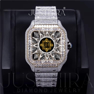 Montre squelette de mode en acier inoxydable avec diamants Moissanite pour hommes, montre-bracelet glacée, durable, meilleur prix, vente en gros - Product Image 2