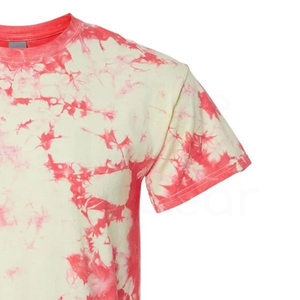 Camiseta de manga corta con efecto tie-dye para hombre, cuello redondo, corte regular, diseño rojo y crema, tejido de algodón jersey. - Product Image 4