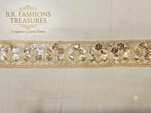Premium Floral Metallic Thread Lace Trim Indian Saree Lehenga Bridal Wear Wedding Apparel Fashion Embellishment Crafts 2" Width - Product Image 6