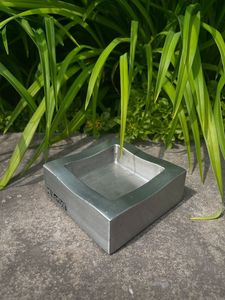 Vintage Brass Square Desktop <b>Ashtray</b> Set With Dual Compartment Design - Product Image 6
