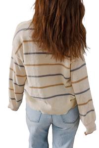 Suéter de punto coreano para mujer al por mayor, con hombros caídos, borde acanalado, color liso, antiarrugas y transpirable - Product Image 5