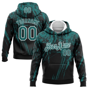 Sweat-shirt à capuche sportif noir, bleu sarcelle et blanc, avec motif 3D Splash Grunge Art, nouvelle conception, personnalisé et cousu sur mesure, vente en gros directe pour l'industrie - Product Image 1